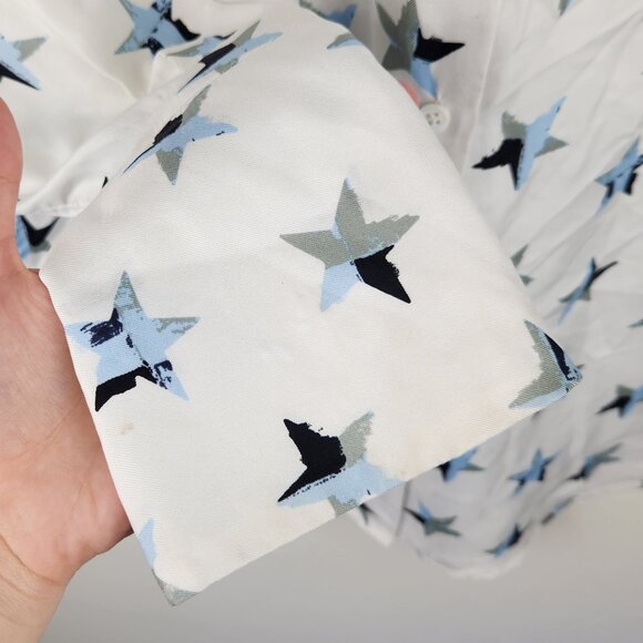 Equipment Femme 100% Silk Star Print Button Up Blouse sz S FLAWED - Picture 11 of 12